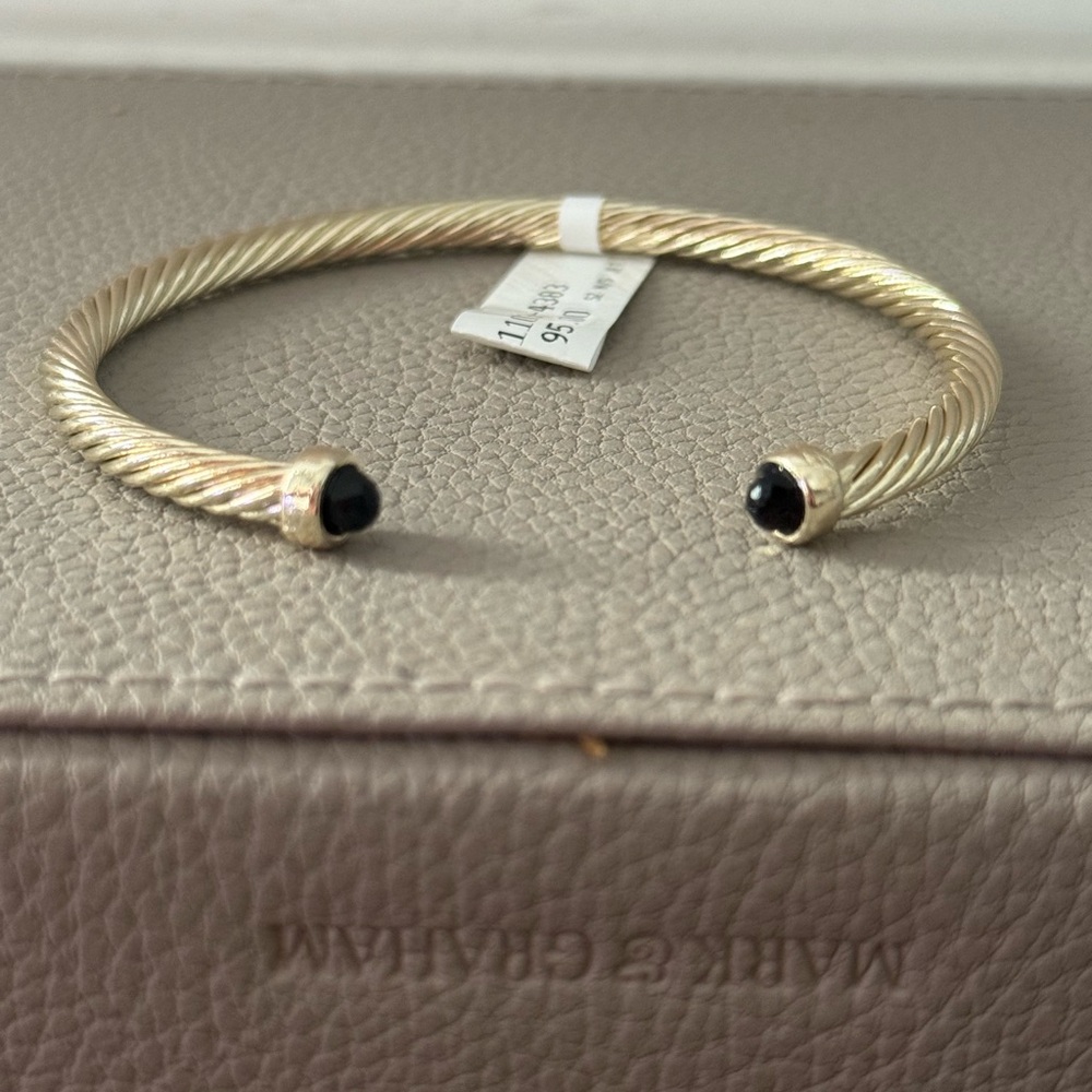 NWT Gold Twisted Cuff Bracelet with Black Accents